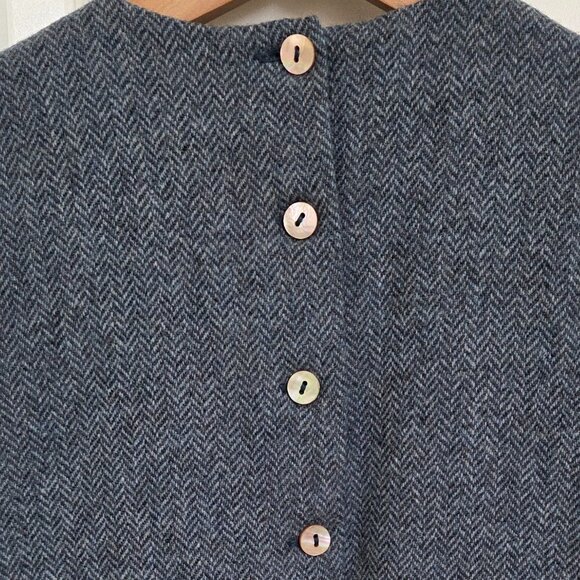 Papo d'anjo blue herringbone wool pinafore dress size 3 girls - Picture 9 of 9